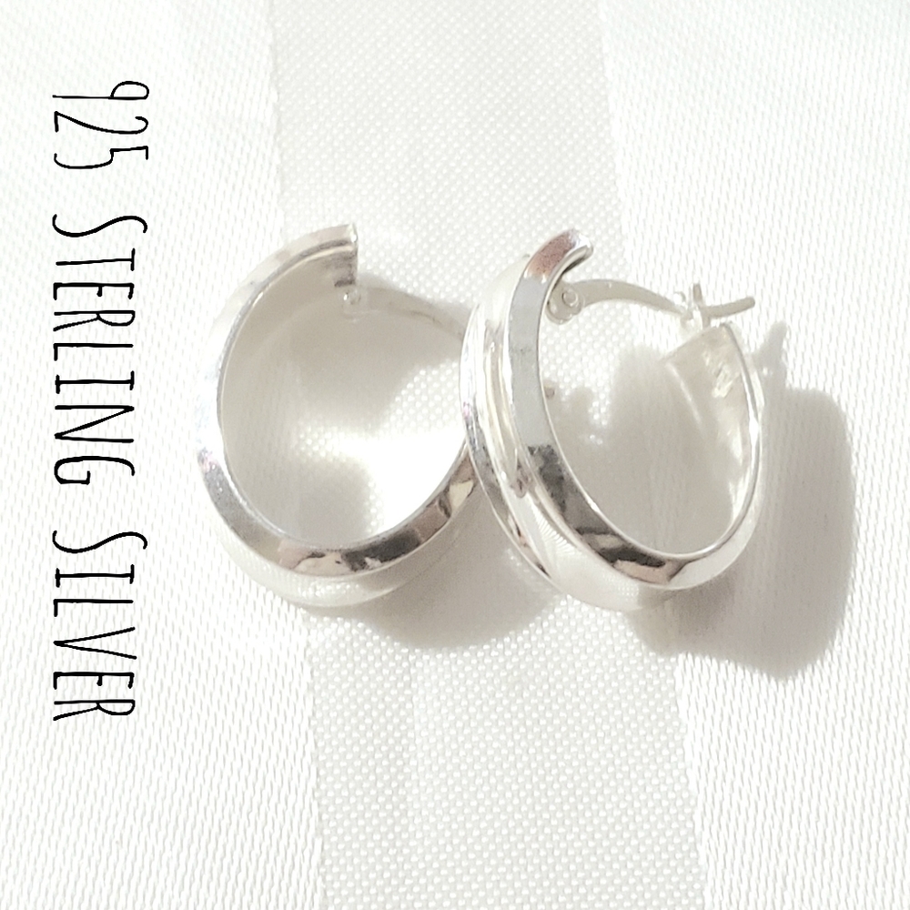 JCM 925 Sterling Silver wide Hoop Hoops Earrings